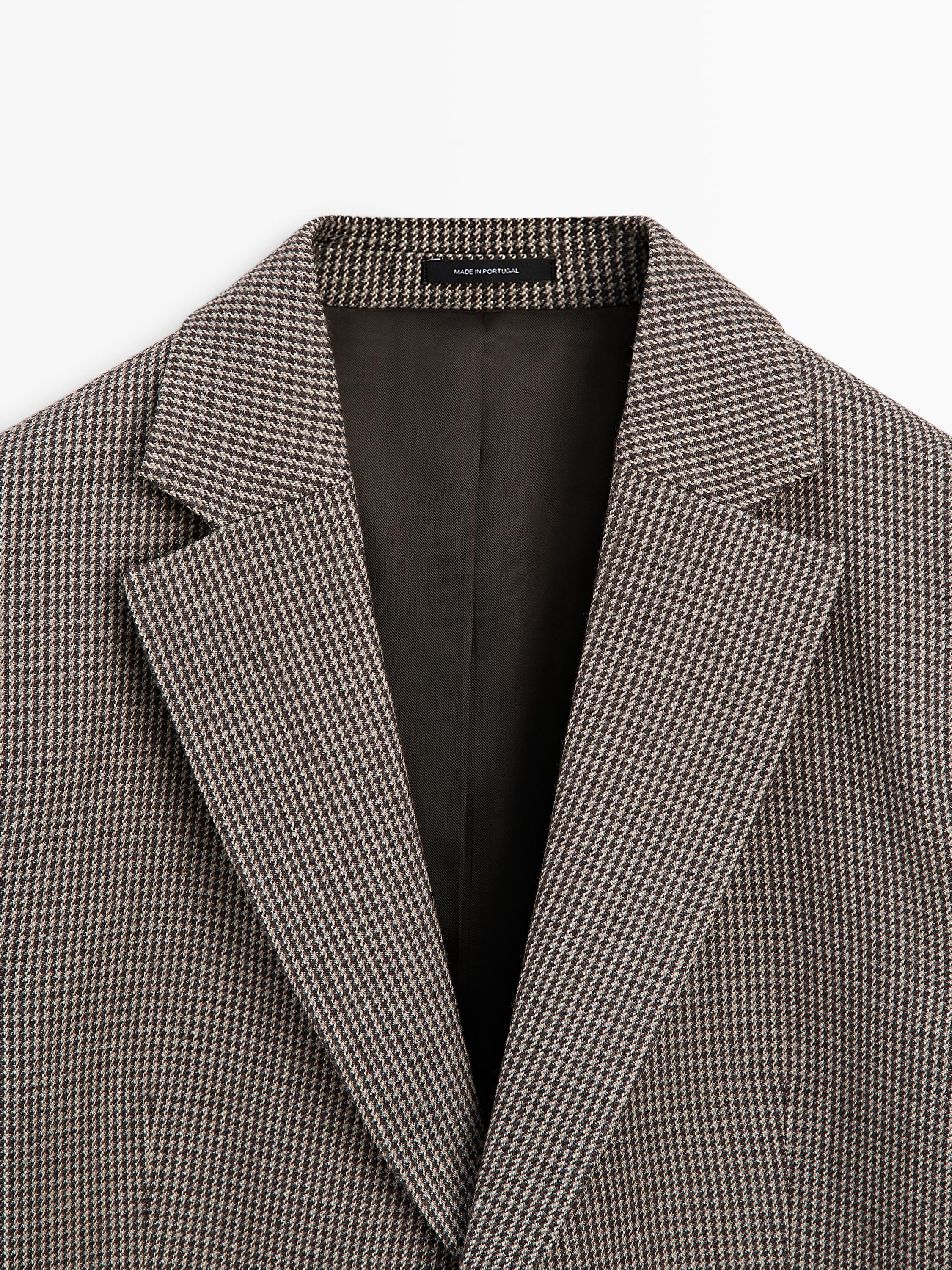 Wool blend houndstooth blazer